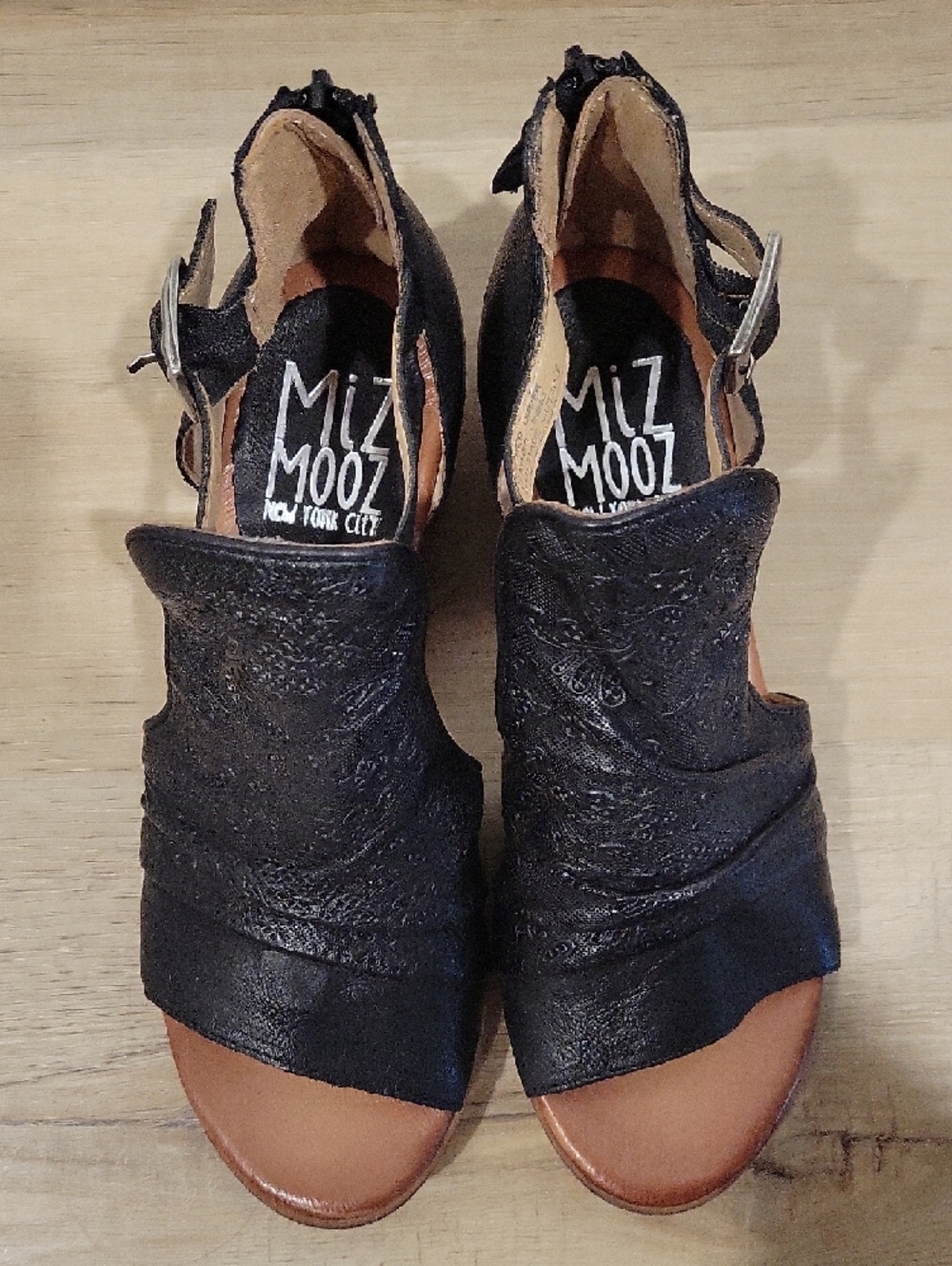 Miz Mooz Black Open-Toe Ankle Strap Sandals